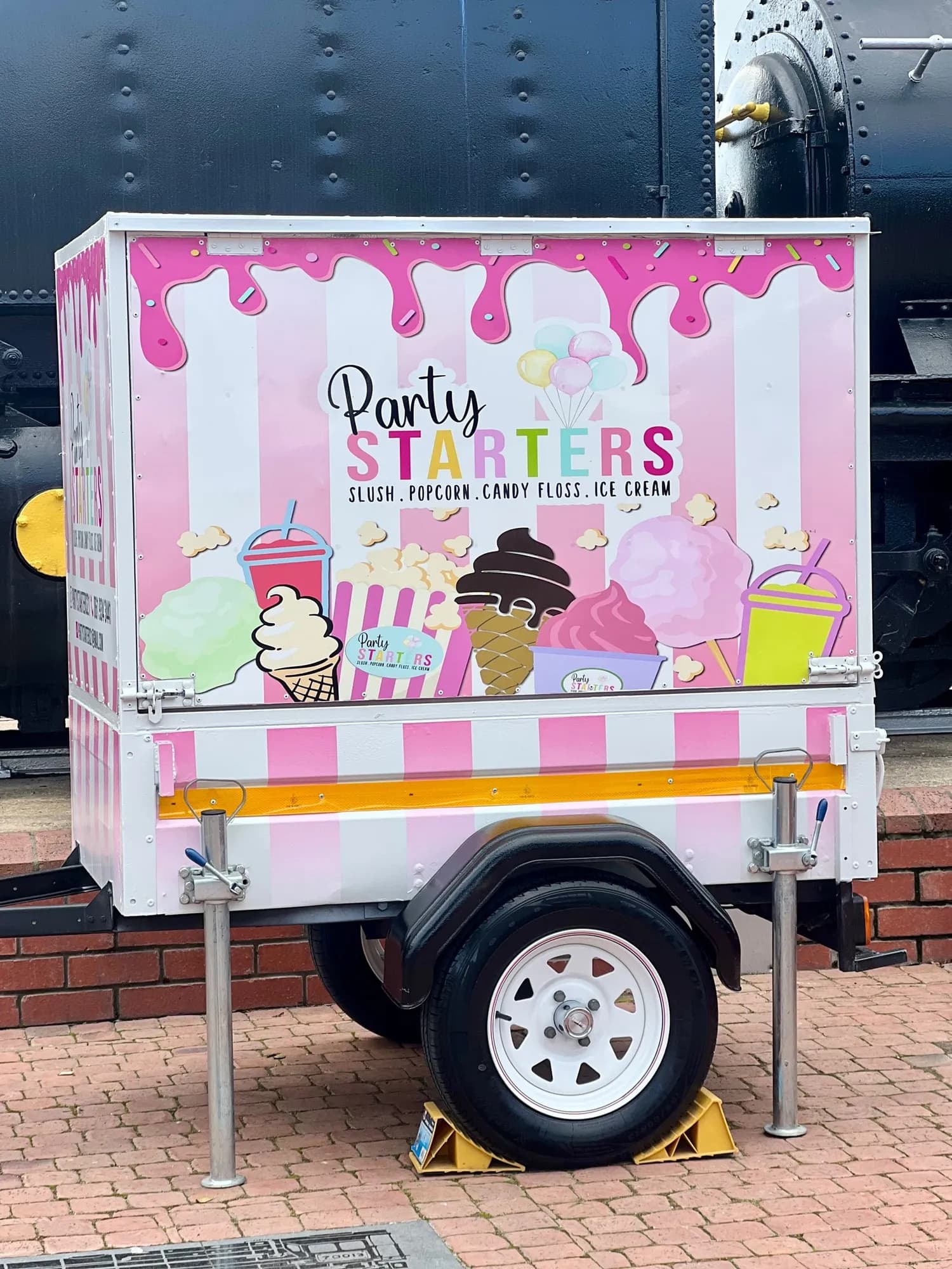 Our party trailer: Slush, popcorn, candy floss and ice cream