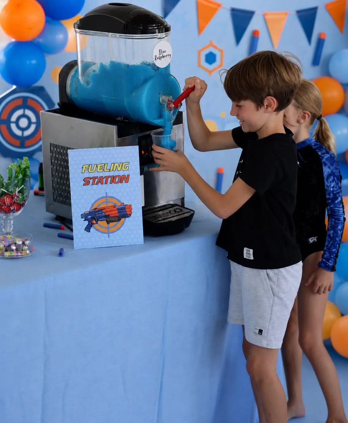 Slush fuel station: Blue slush for a Nerf party